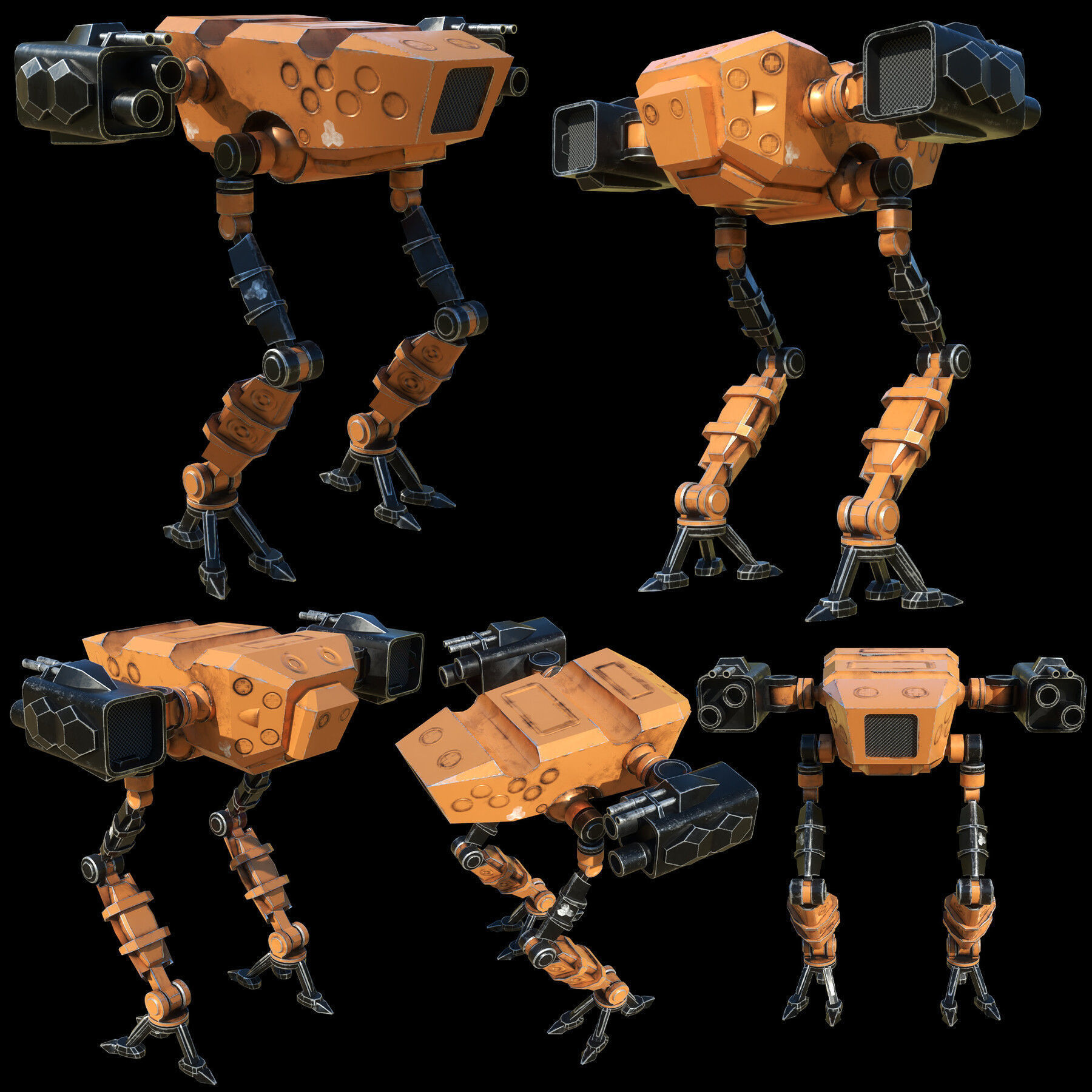 game ready textured MECH bundle Low-poly 3D model_7