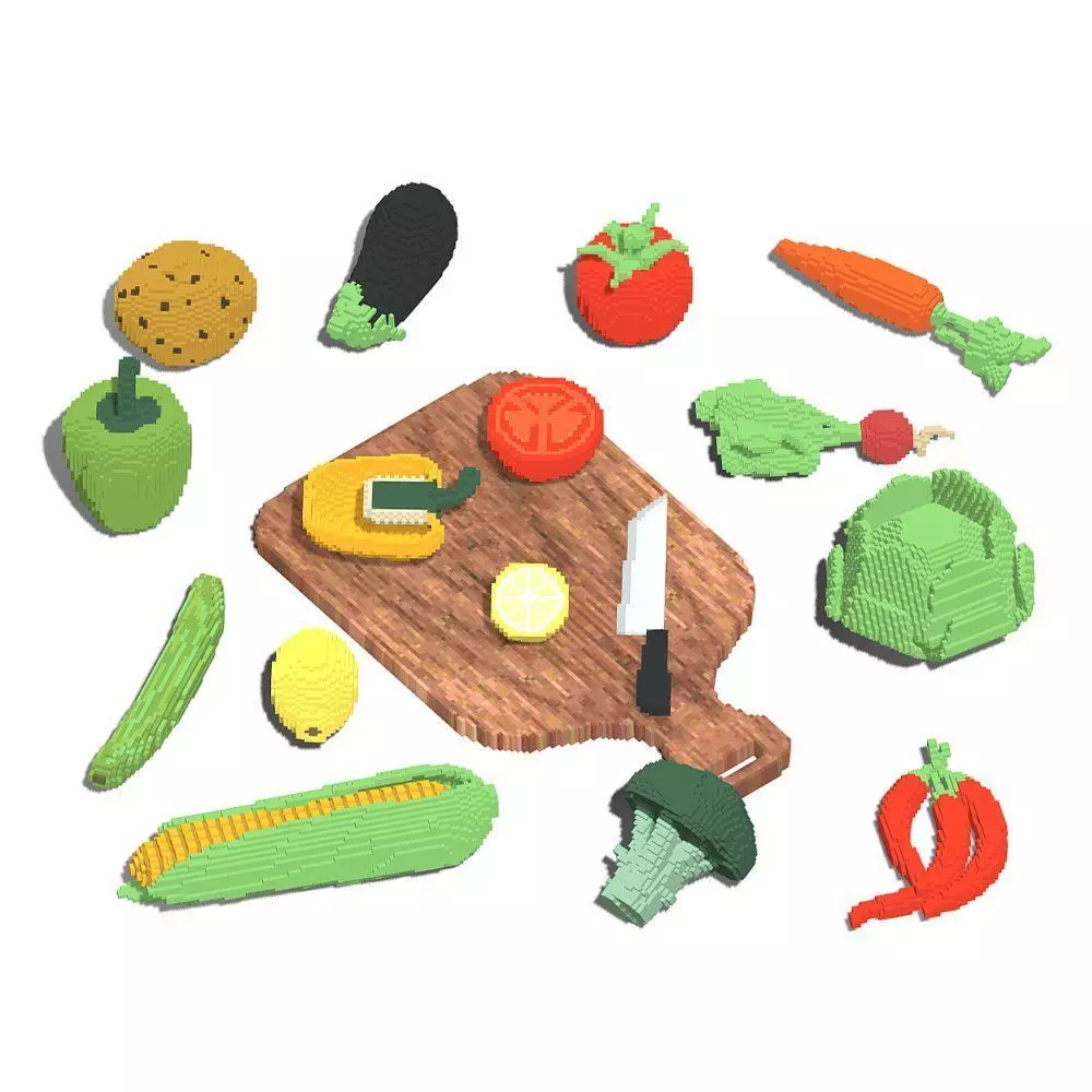 Voxel Vegetables 17 Items Low-poly 3D model