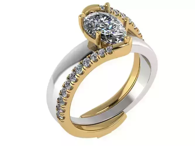 Seperated Transformer Pear Stone Ring 0126