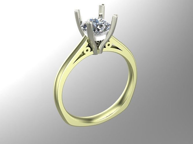 rings engagement ring with gold setting 3D print model