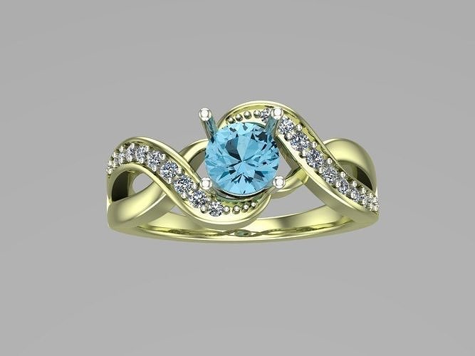 Rings topaz and diamond engagement ring 3D print model