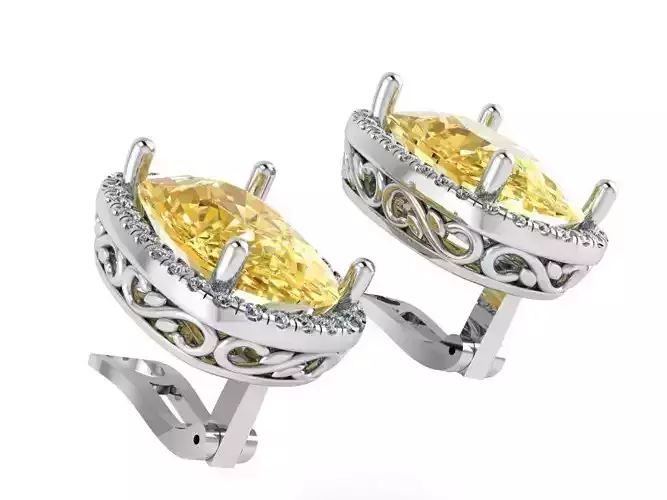 Rectangle Cushion Halo Earring 0130