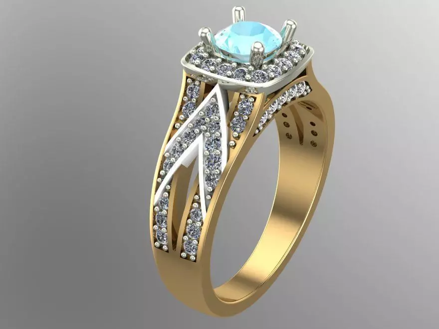 rings aquamarine engagement ring 3D print model