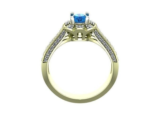 Rings sapphire and diamond engagement ring in gold 3D print model