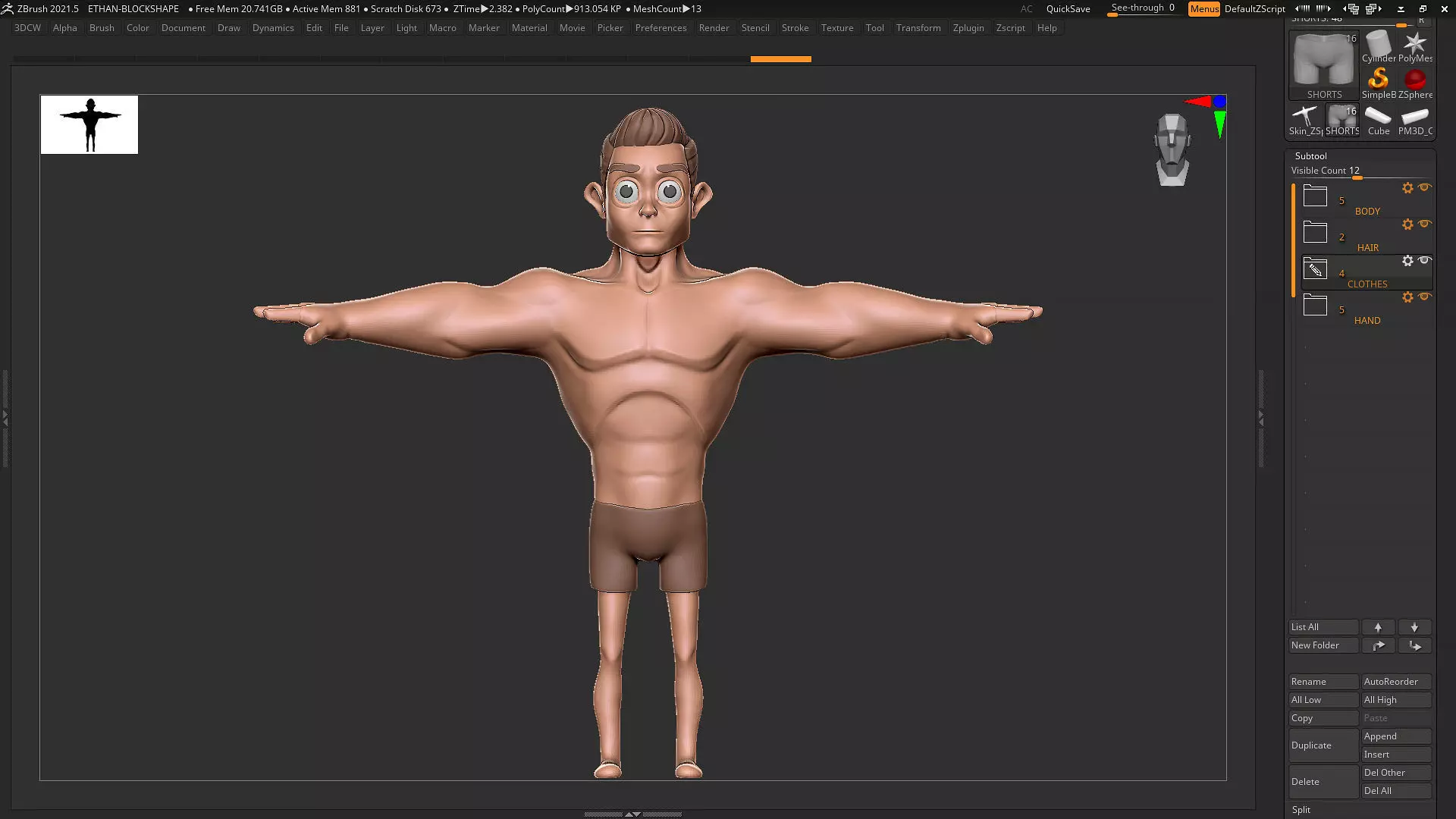 Character Basemesh in ZBrush and Blender - Gymer - Man 3D model_0