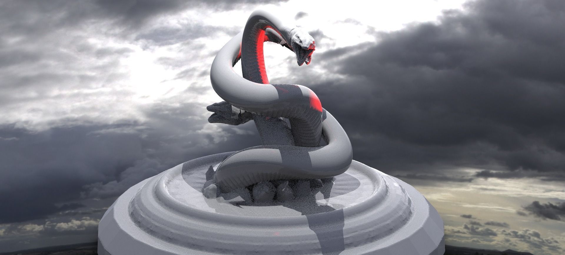 Hydra Greek Legend Statue 3D model_1