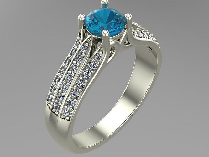 rings topaz and diamond ring 3D print model