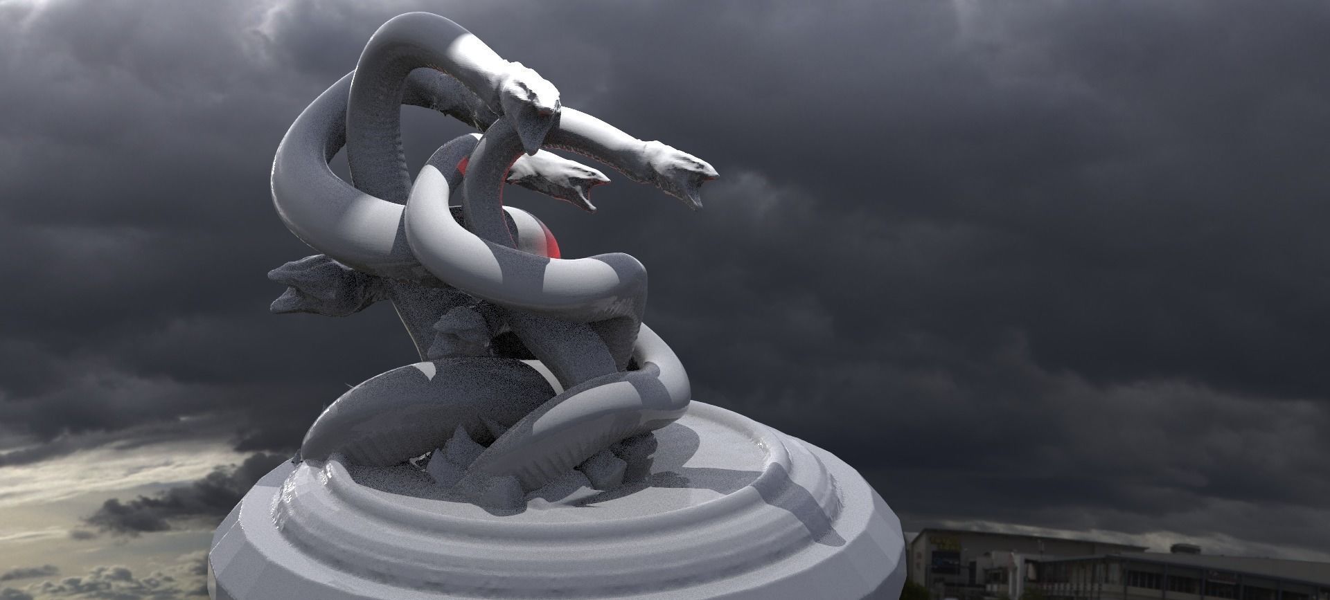 Hydra Greek Legend Statue collection 2 designs 3D model_1