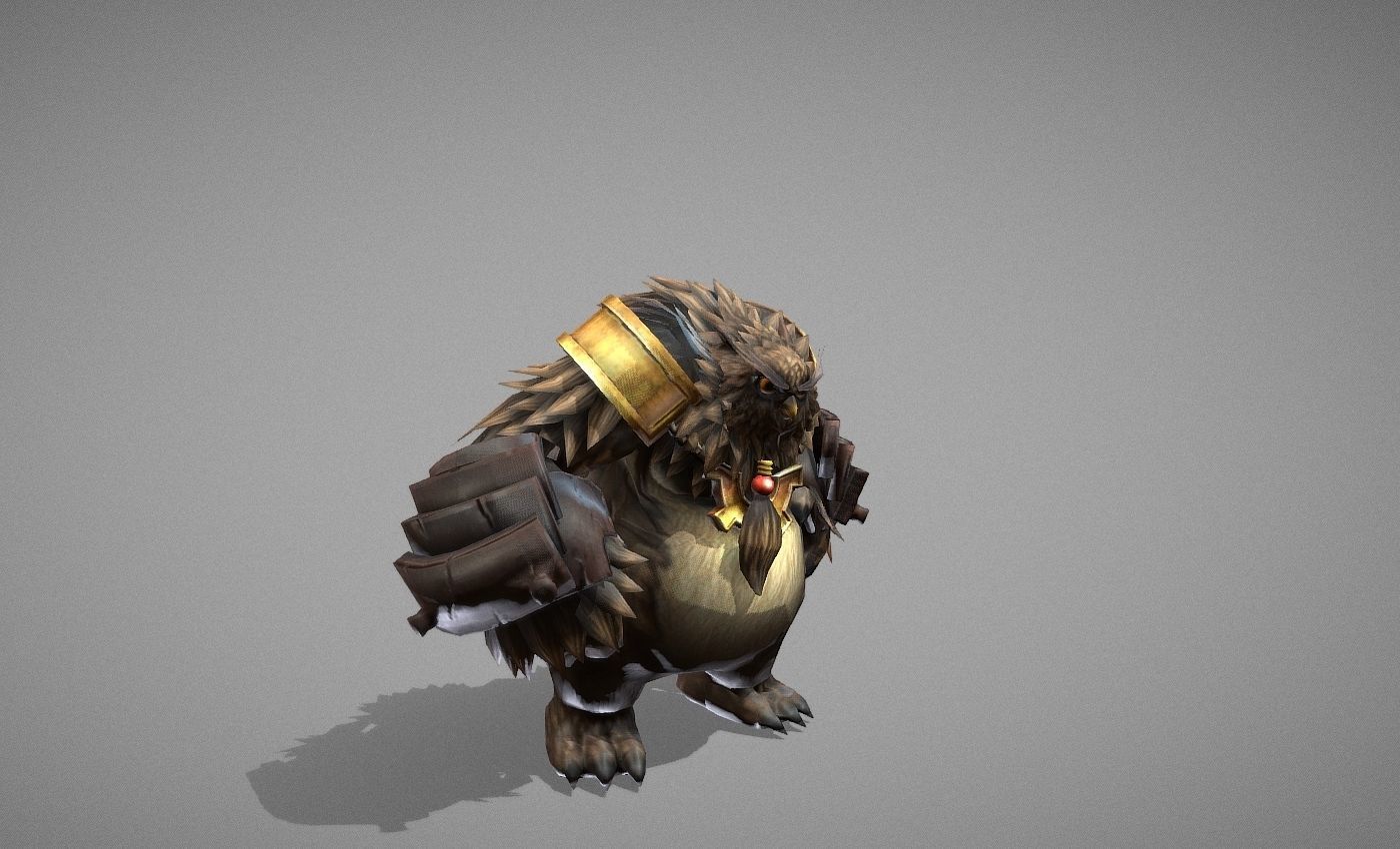 Owl Bear Creature Low-poly 3D model_16