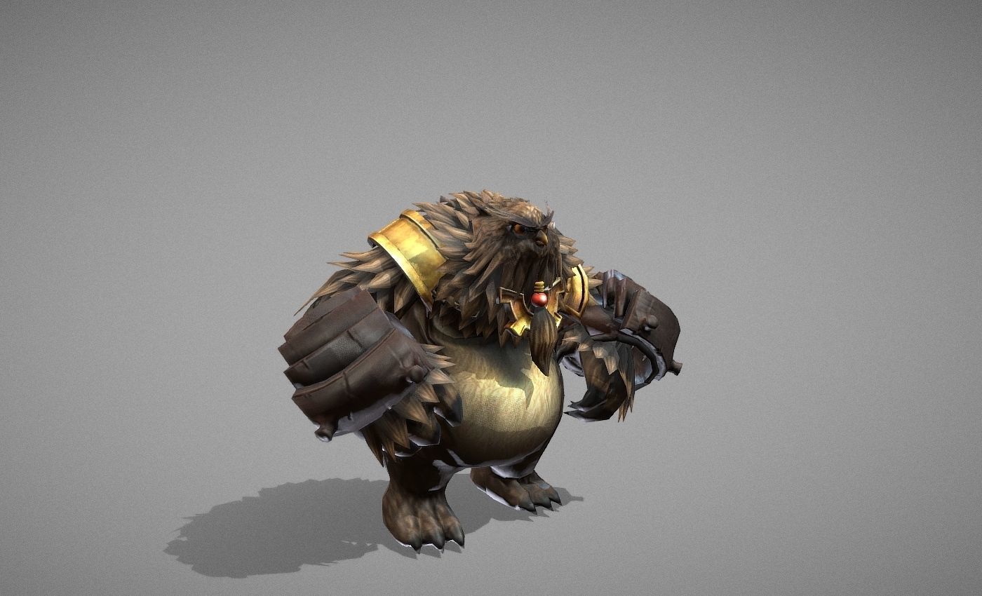 Owl Bear Creature Low-poly 3D model_19