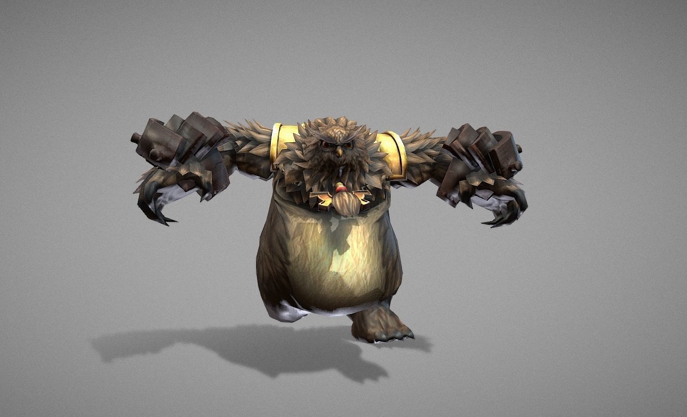 Owl Bear Creature Low-poly 3D model_9