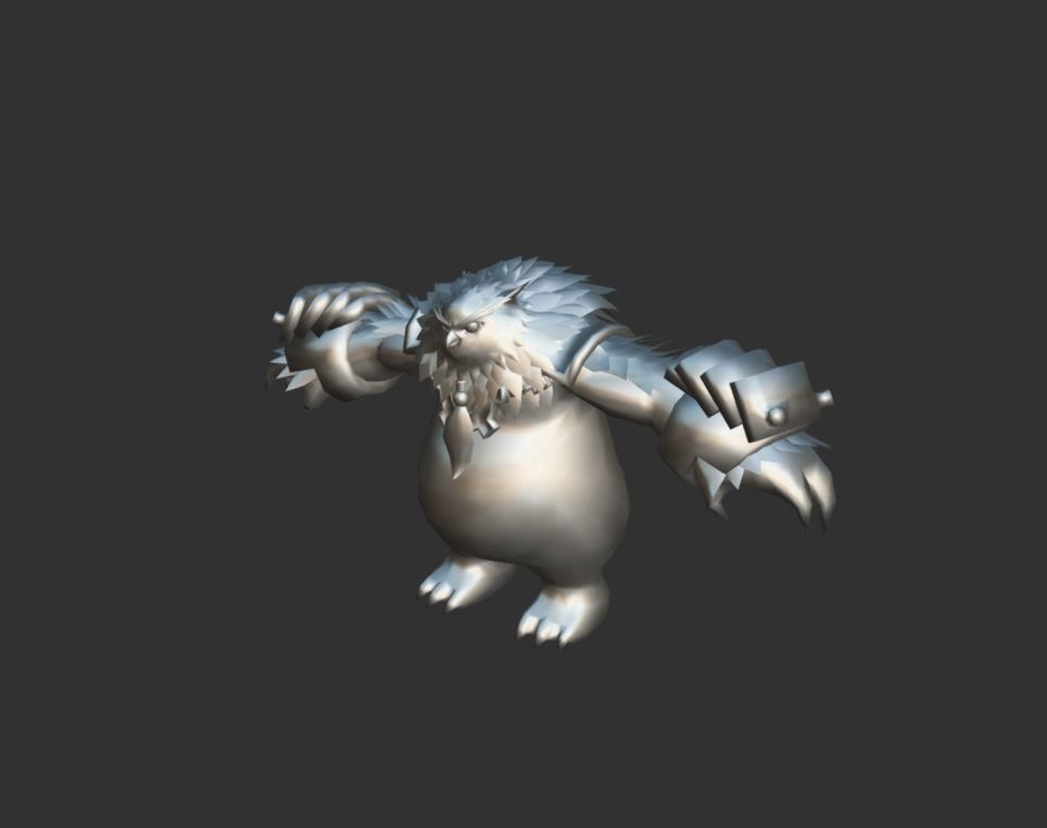 Owl Bear Creature Low-poly 3D model_4