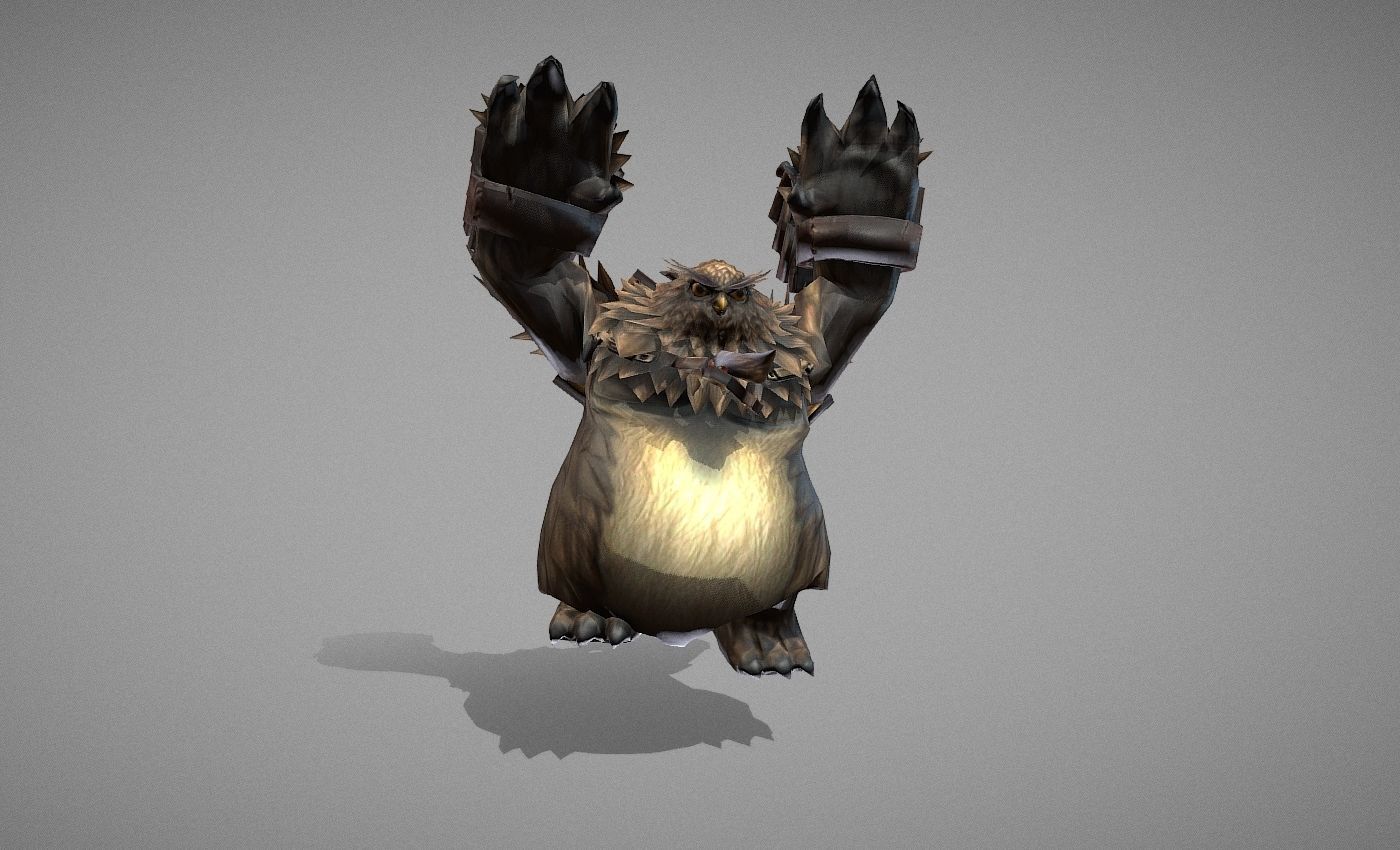 Owl Bear Creature Low-poly 3D model_15