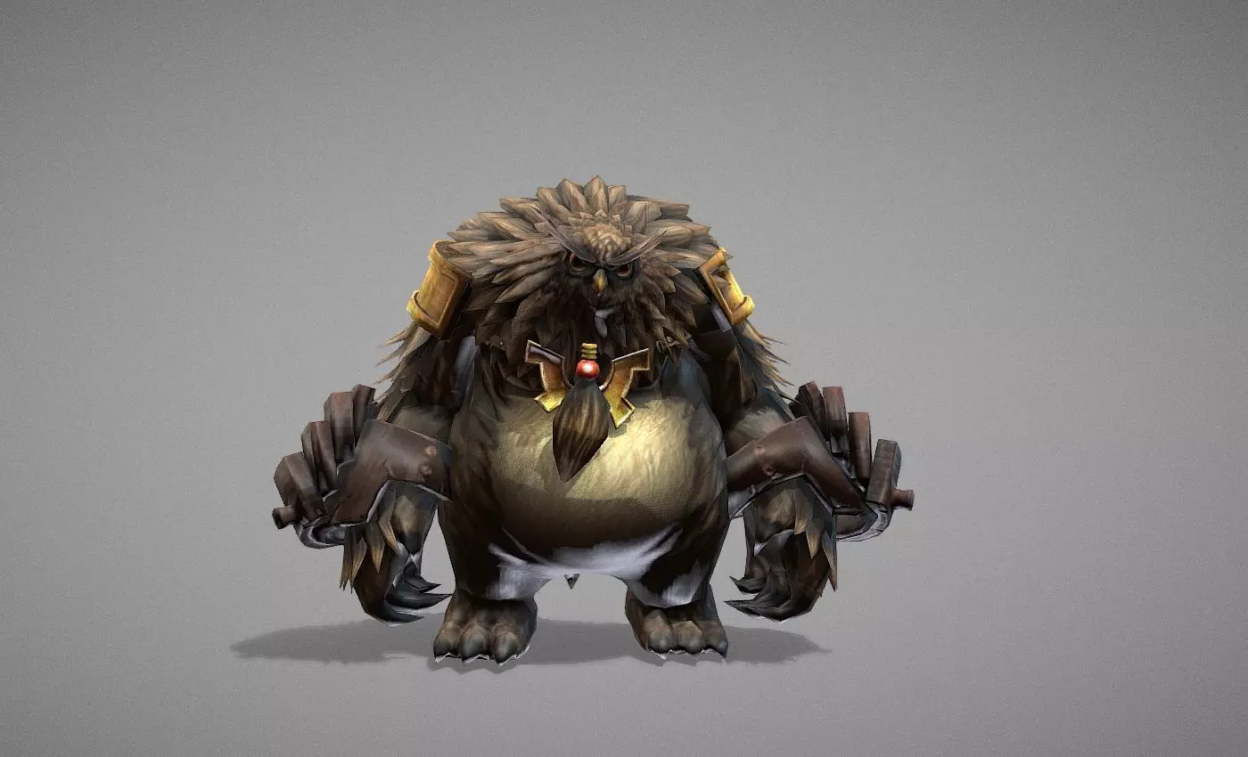 Owl Bear Creature Low-poly 3D model_0