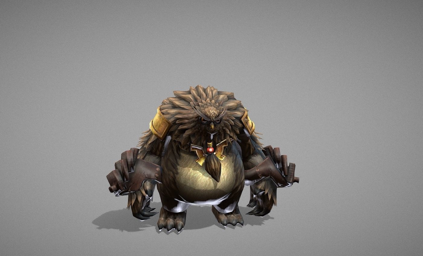 Owl Bear Creature Low-poly 3D model_10