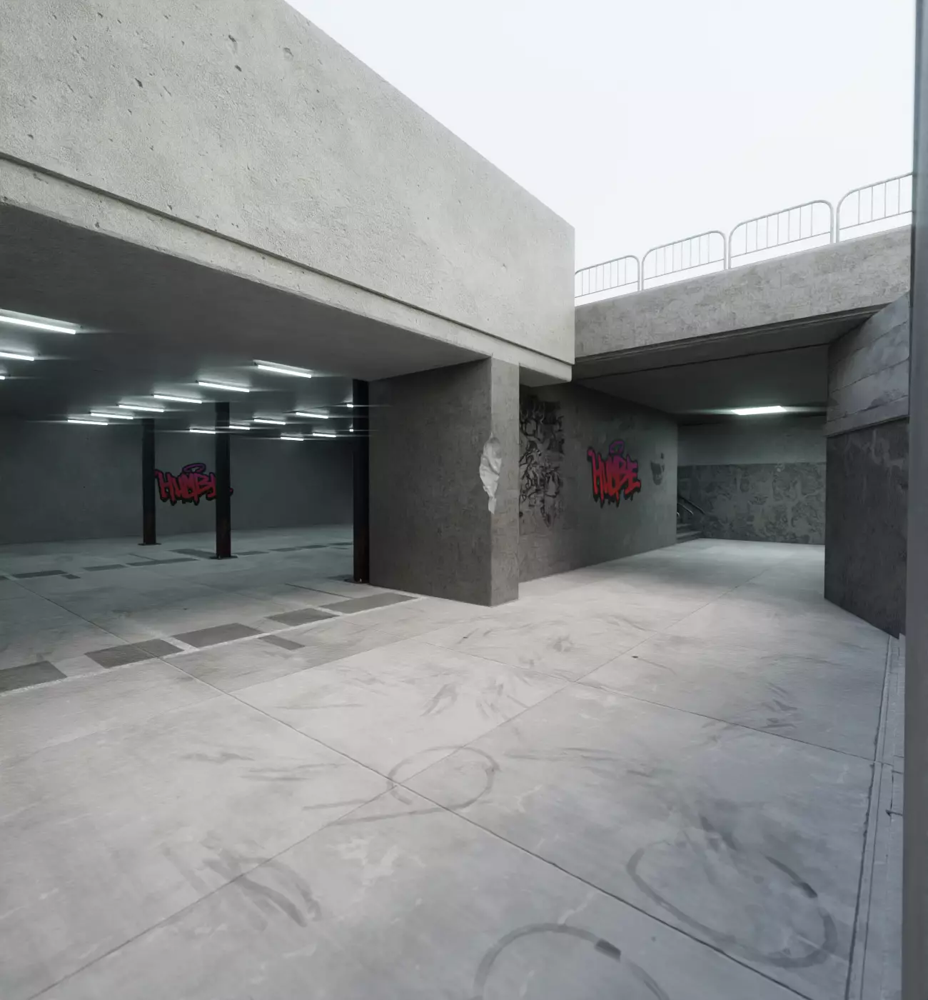 Underground Parking Model 3D model_0