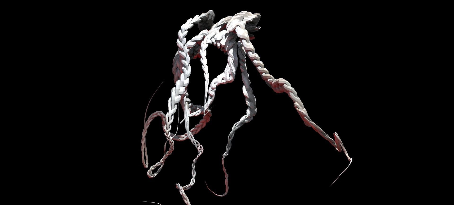 Stylized Hair Braids  3D model_1