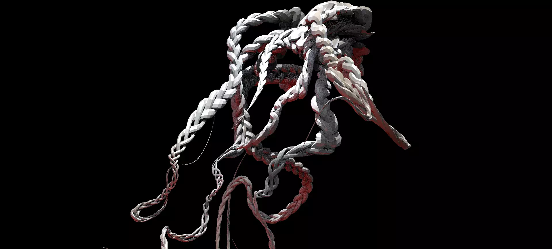 Stylized Hair Braids  3D model_0