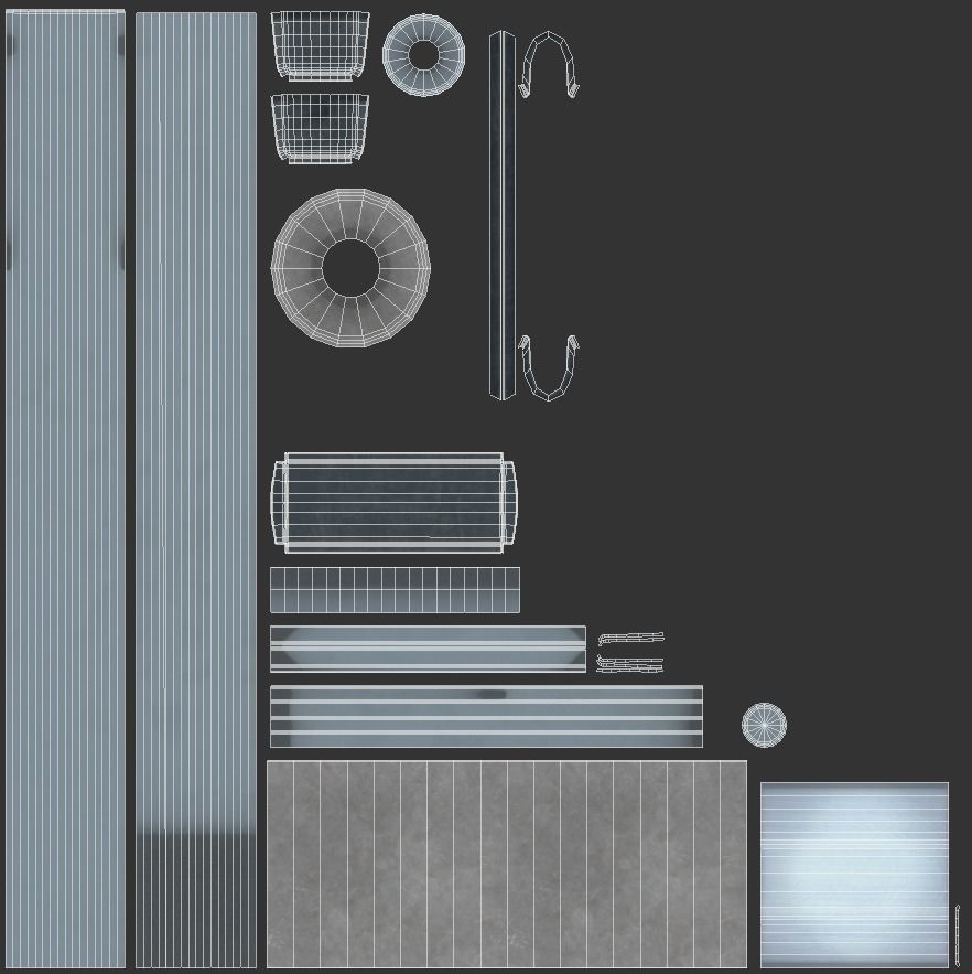 Retro Light Pole Game Ready Low-poly 3D model_5