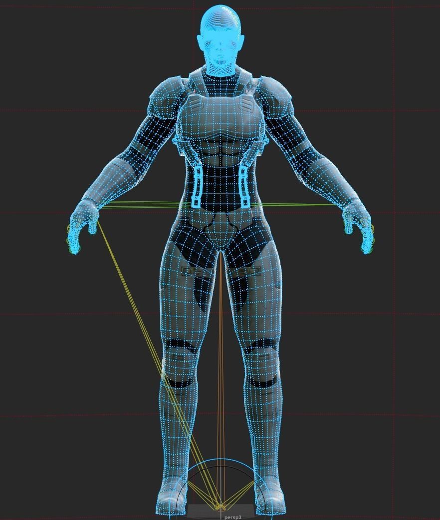 Sci fi girl2 Low-poly 3D model_9