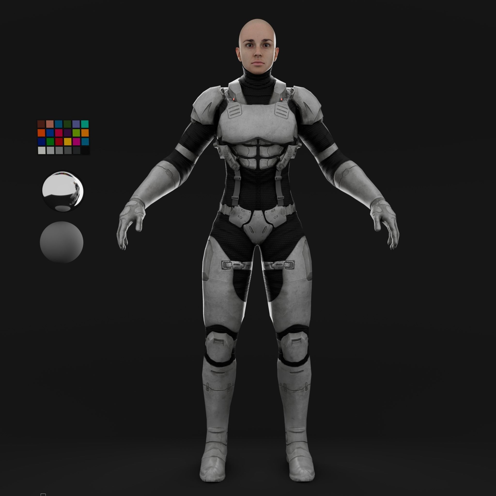 Sci fi girl2 Low-poly 3D model_2