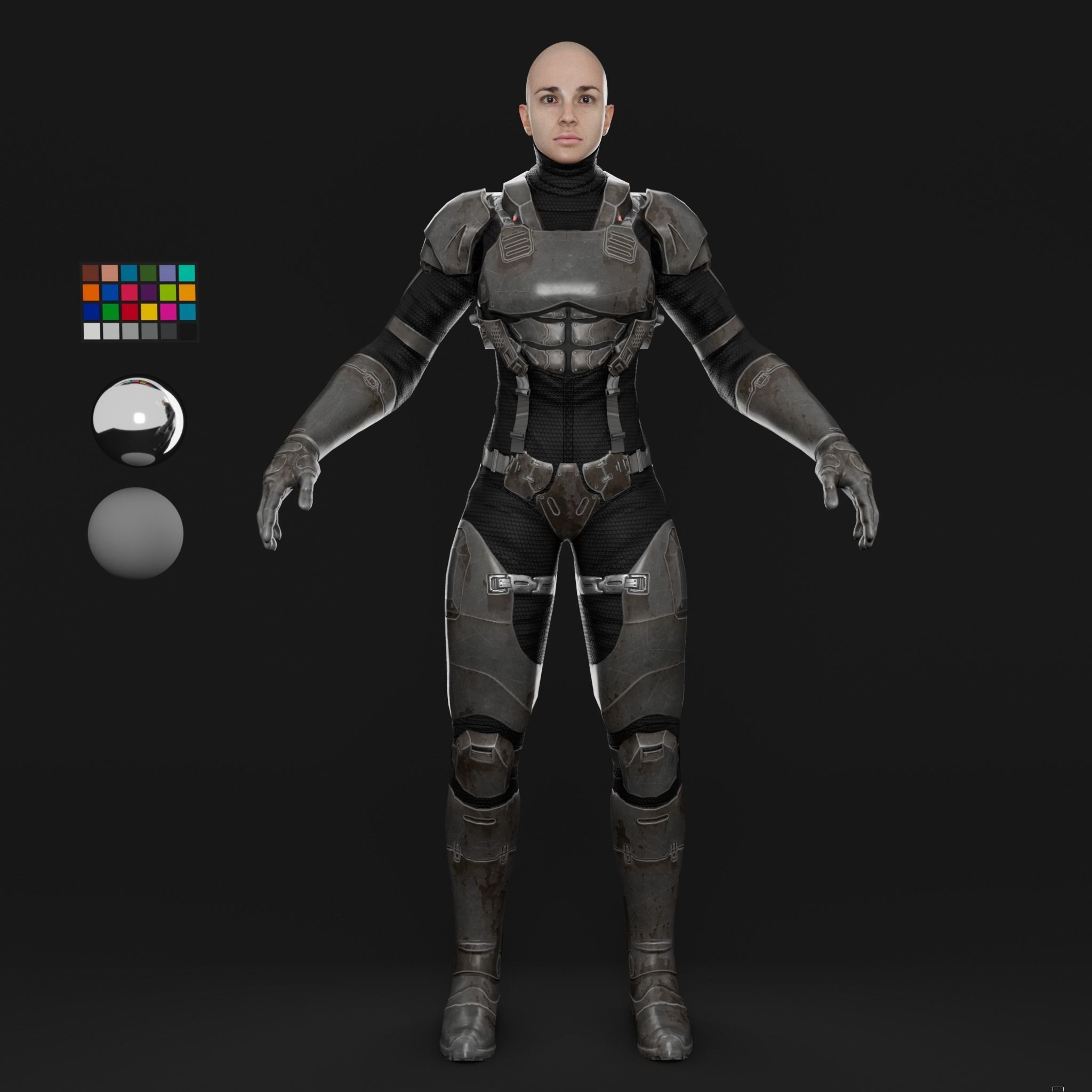Sci fi girl2 Low-poly 3D model_12