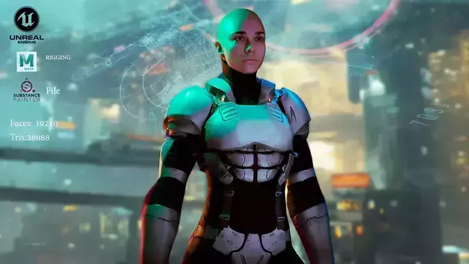 Sci fi girl2 Low-poly 3D model