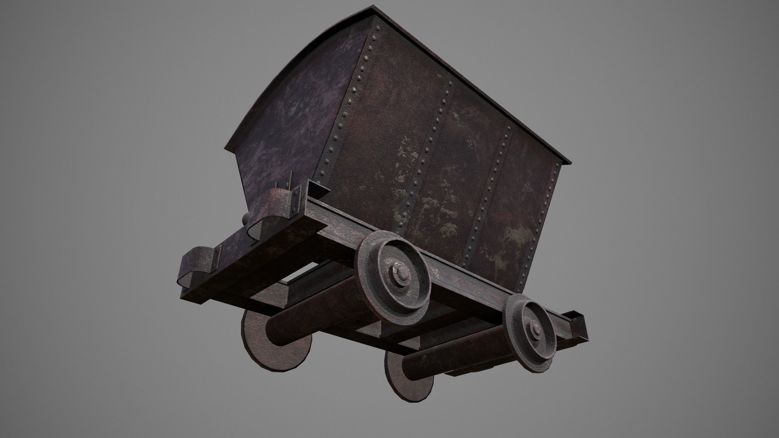Mine cart Low-poly 3D model_3