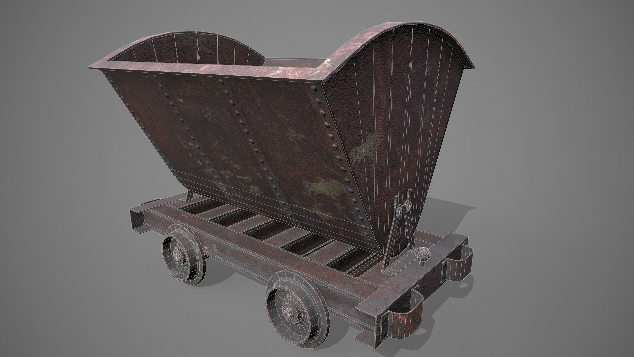 Mine cart Low-poly 3D model_4