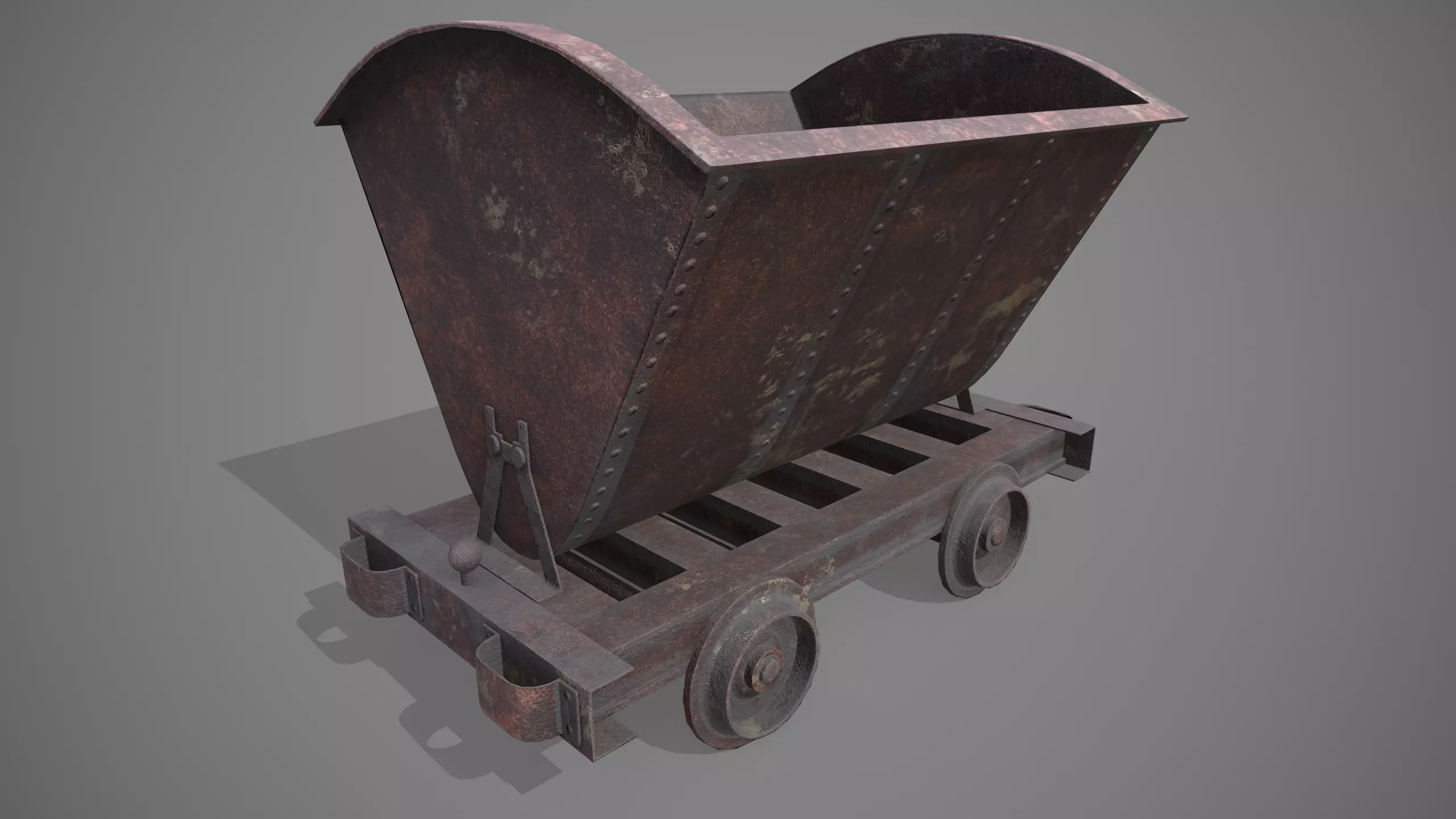 Mine cart Low-poly 3D model_0