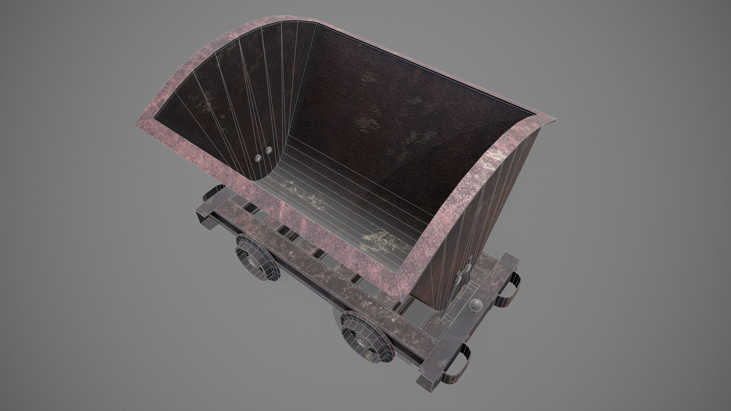 Mine cart Low-poly 3D model_5