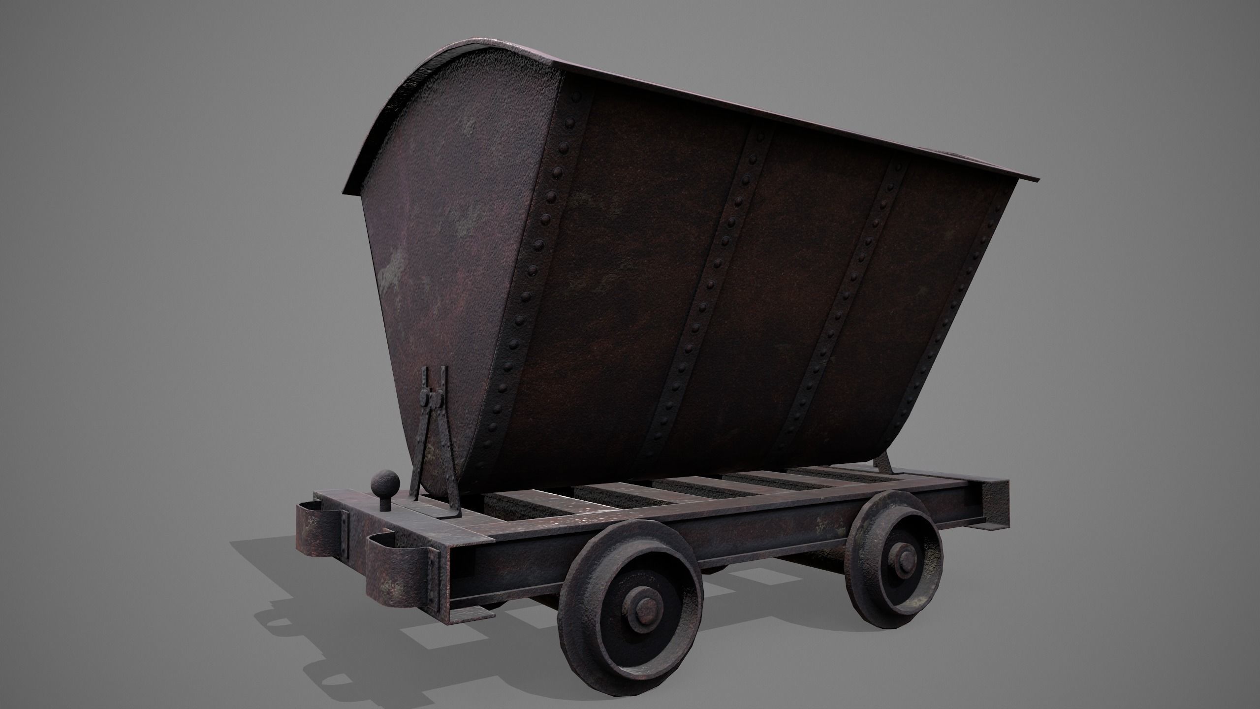 Mine cart Low-poly 3D model_1