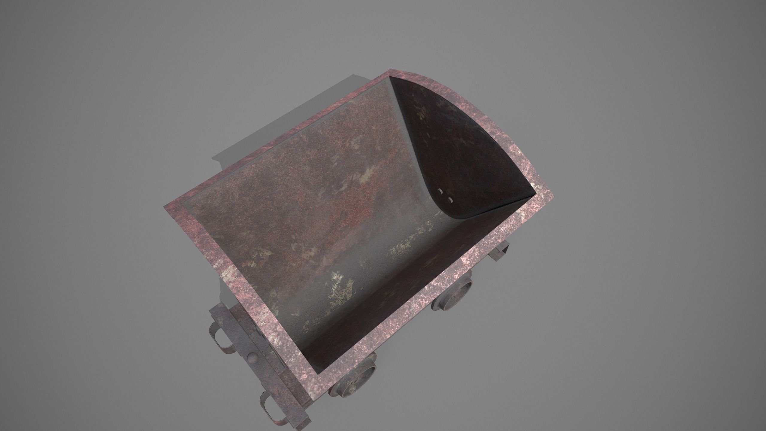 Mine cart Low-poly 3D model_2
