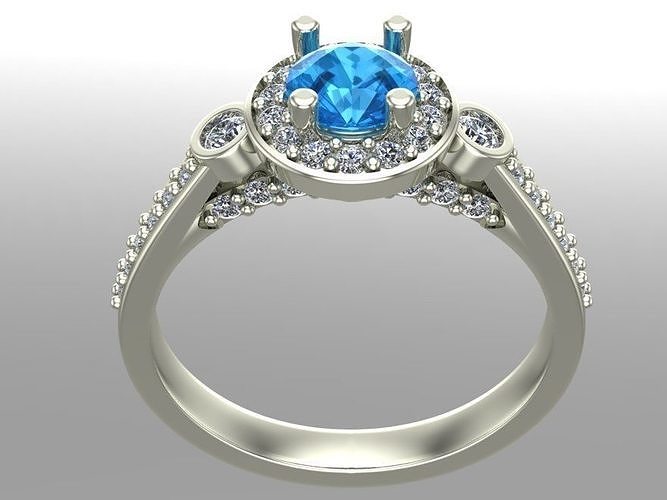 rings engagement ring with topaz and diamonds 3D print model
