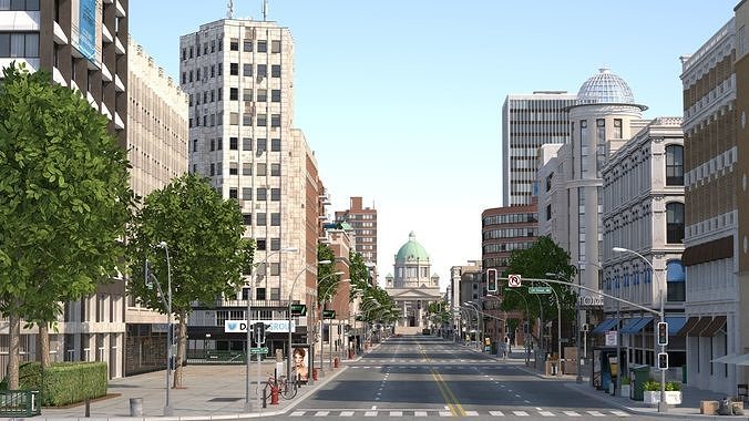 Euro City Low-poly 3D model 6