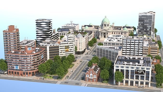 Euro City Low-poly 3D model 2