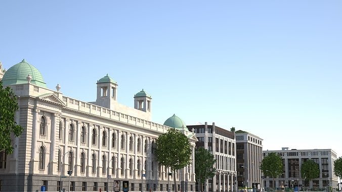 Euro City Low-poly 3D model 5