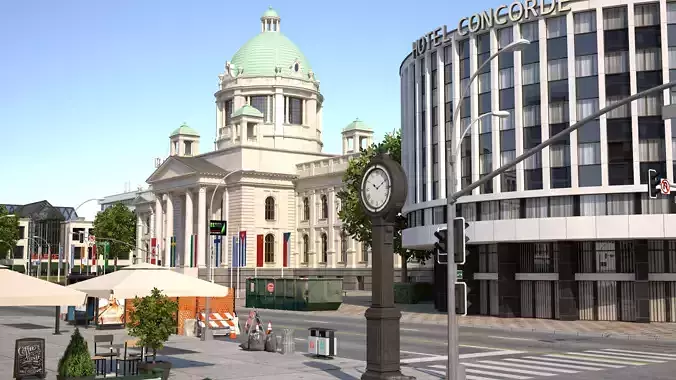 Euro City Low-poly 3D model