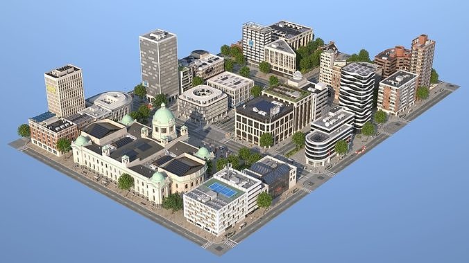 Euro City Low-poly 3D model 4