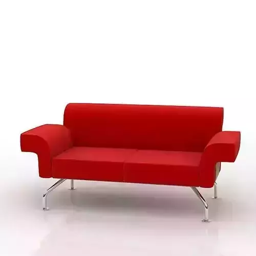 Red Textile Sofa With Stainless Steel Legs