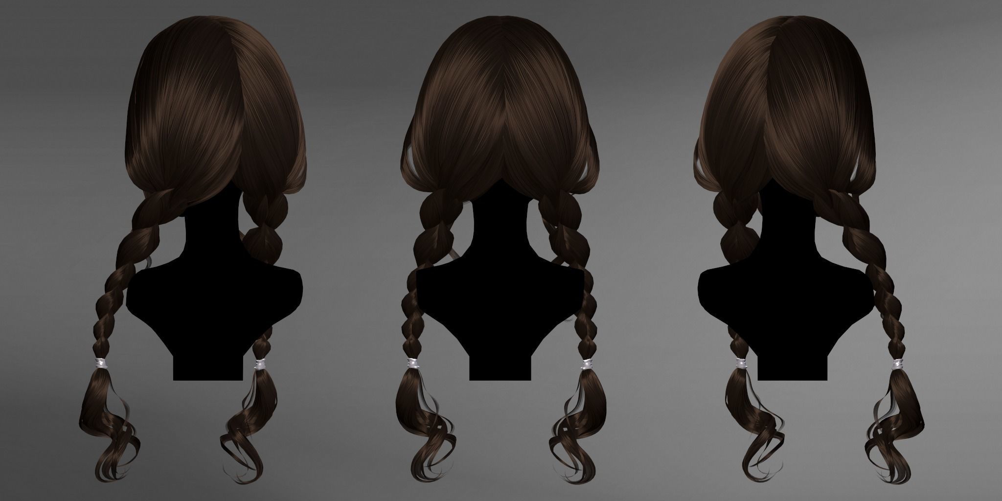Game Hair - Stylized Female Hairstyle V4 Low-poly 3D model_2