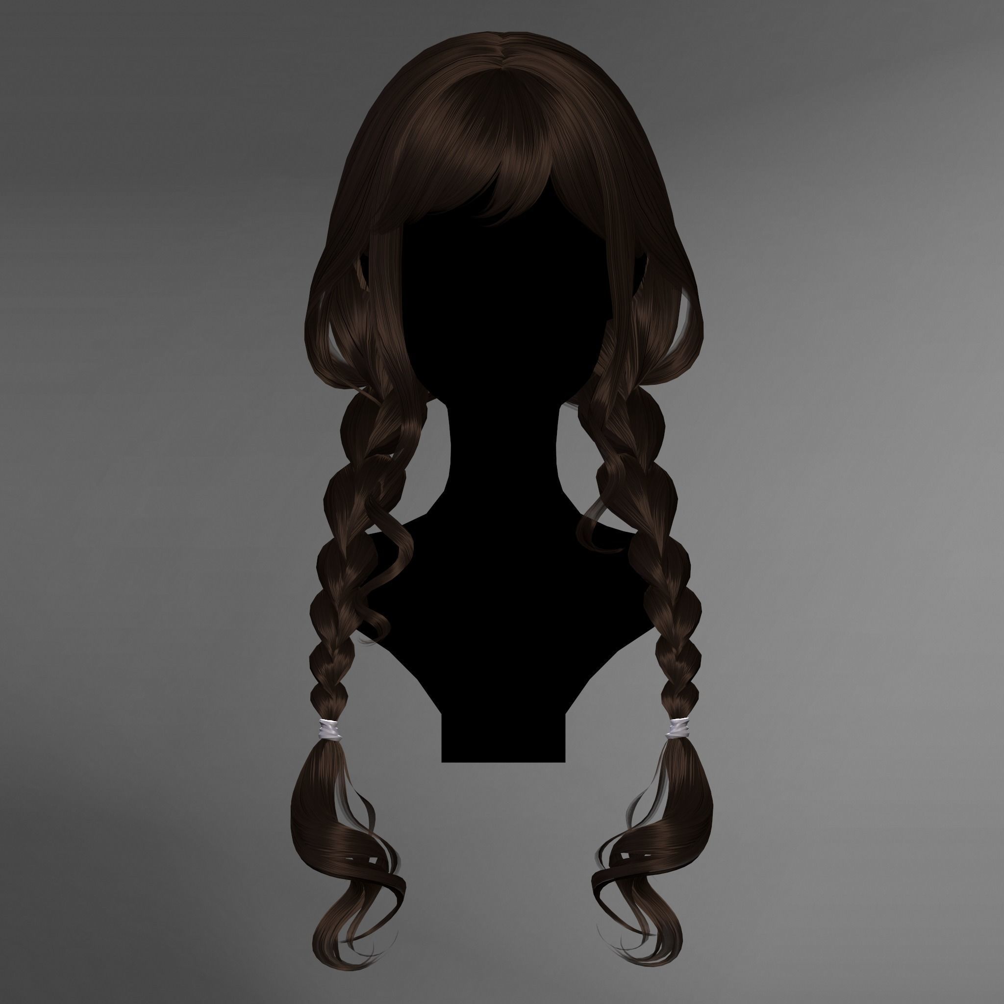 Game Hair - Stylized Female Hairstyle V4 Low-poly 3D model_3