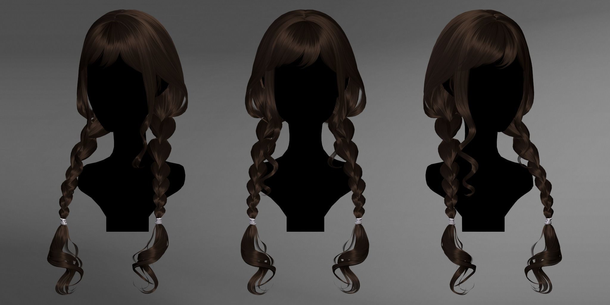 Game Hair - Stylized Female Hairstyle V4 Low-poly 3D model_1