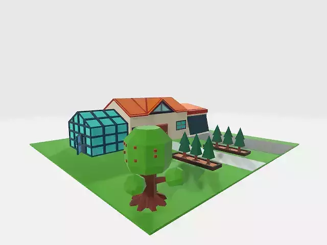 Animated House for game ready animation low poly cartoon Free low-poly 3D model
