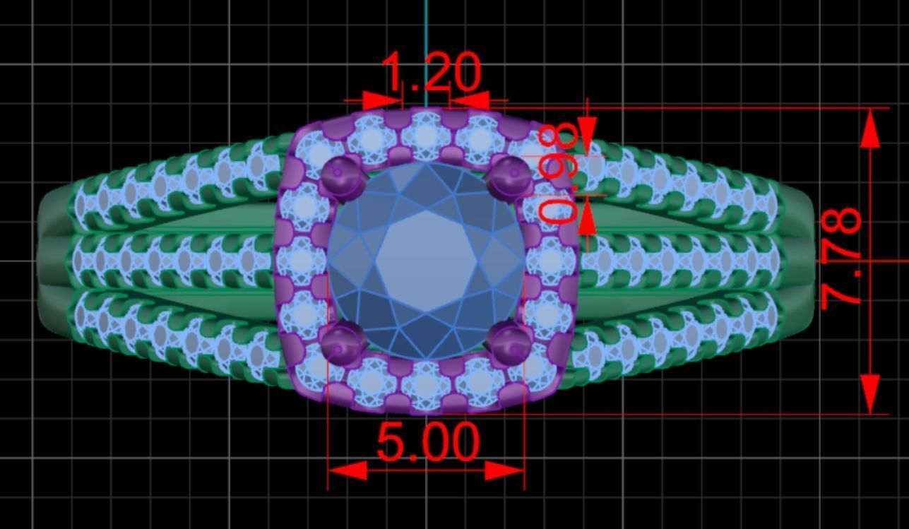 rings halo diamond engagement ring 3D print model_4