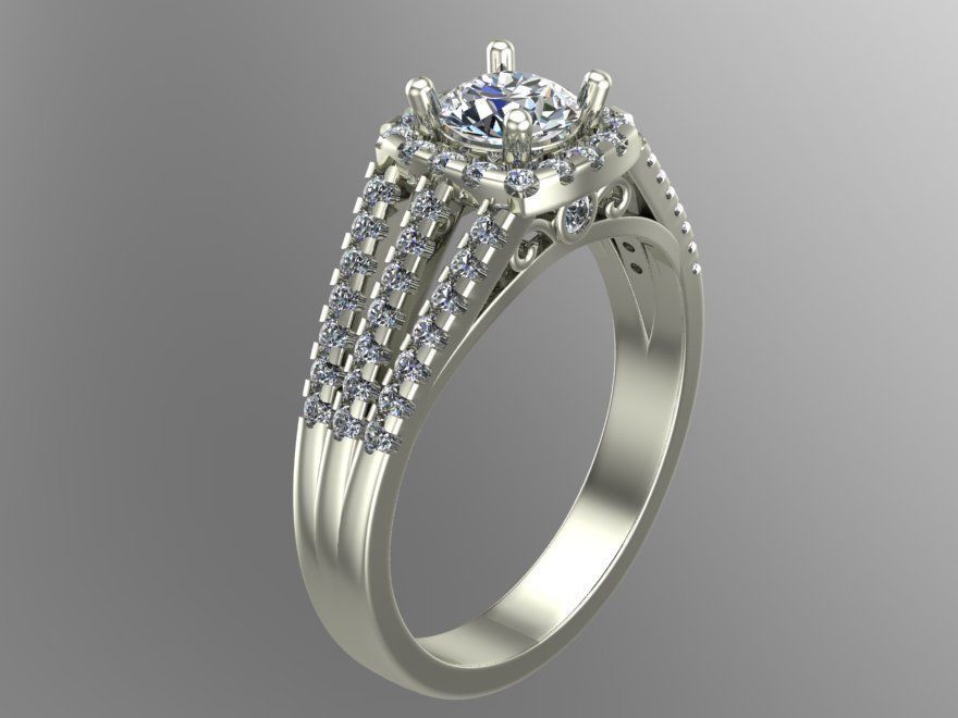 rings halo diamond engagement ring 3D print model_1