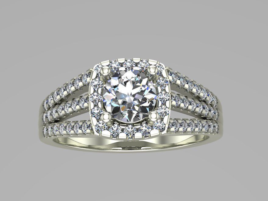 rings halo diamond engagement ring 3D print model_2