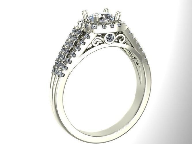 rings halo diamond engagement ring 3D print model
