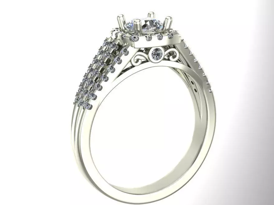 rings halo diamond engagement ring 3D print model_0
