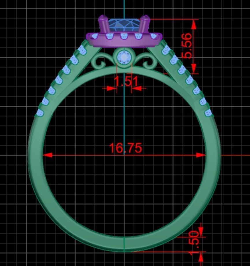 rings halo diamond engagement ring 3D print model_3